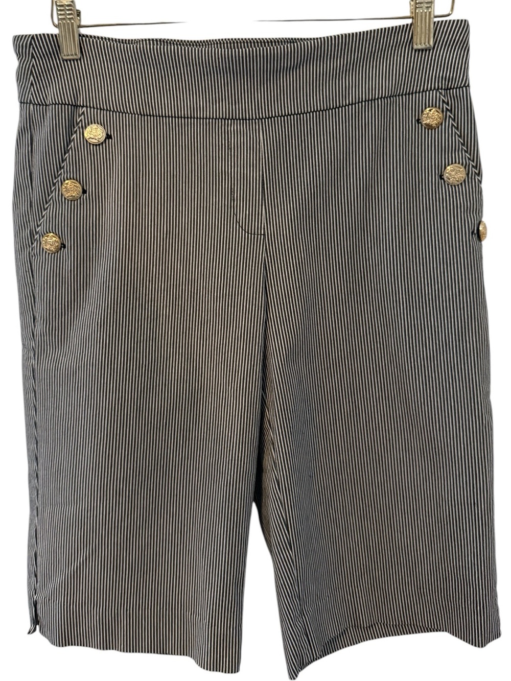 Liz Claiborne Black & White Striped knee-Length Nautical Bermuda shorts